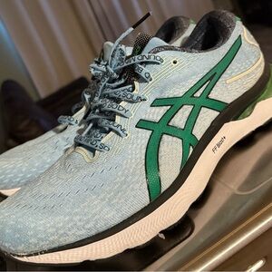 ASICS Men's Light Blue and Green Athletic Shoes